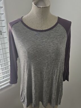 BKE Grey Body with Purple Raglan  Sleeve Tee